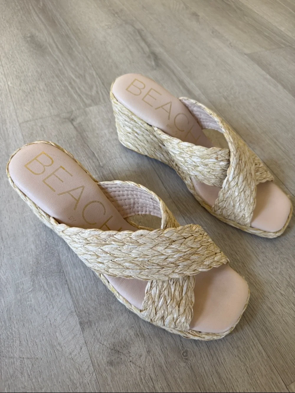 MATISSE Natural Bondi Wedge Heels Womens Size 10 Raffia